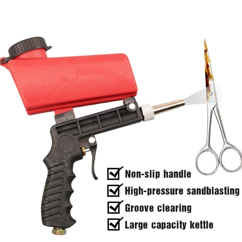 YWHWLX 90psi Gravity Feed Sand Blaster Gun Kit - Hand Held Sand Blasting Spray Gun with 2 Nozzle Tips and Air Regulator Remove Paint, Rust, Stains, and Grime on Surfaces  - Image 4