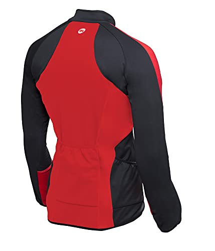 sponeed Men's Windproof Biking Jacket Coat Fleece Liner Bicycle Clothing Winter Cycling Jerseys 15F US S Size Black-Red - Image 4