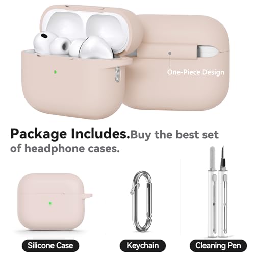 Ljusmicker for AirPods Pro 3 Case 2025 with Cleaner Kit,Soft Silicone Protective Cover for Apple AirPods Pro 3rd Generation Cases for Women Men,for AirPod Pro 3 Case Accessories with Keychain-Milk Tea - Image 3