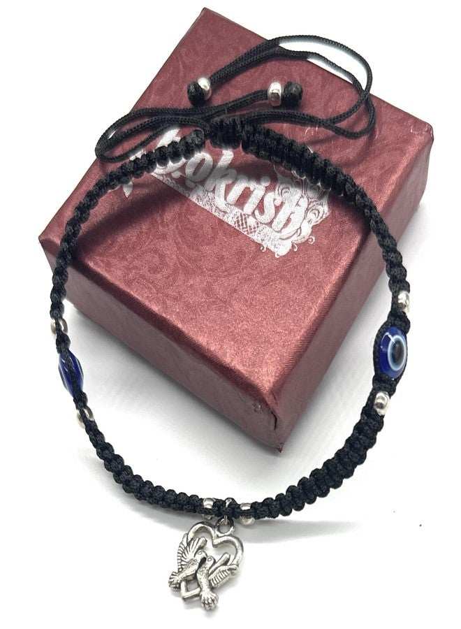 Jyokrish Handmade Adjustable Black Thread hanging Bird with Heart Evil eye Anklet For Women | girls | Nazariya |Payal | Adult |Free Size |Workwear | Pair of 1 - Image 3