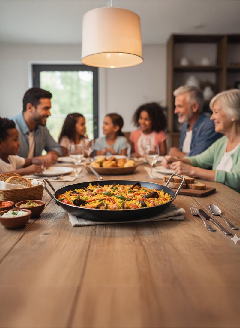 KAWASHI مقلاة كاواشي بايلا 40 سم KR-PP40 – مقلاة غير لاصقة كبيرة جدًا، توزيع حرارة متساوي، بناء متين، سهل التنظيف، مثالية لطهي البايلا، القلي والوجبات اليومية - Image 3