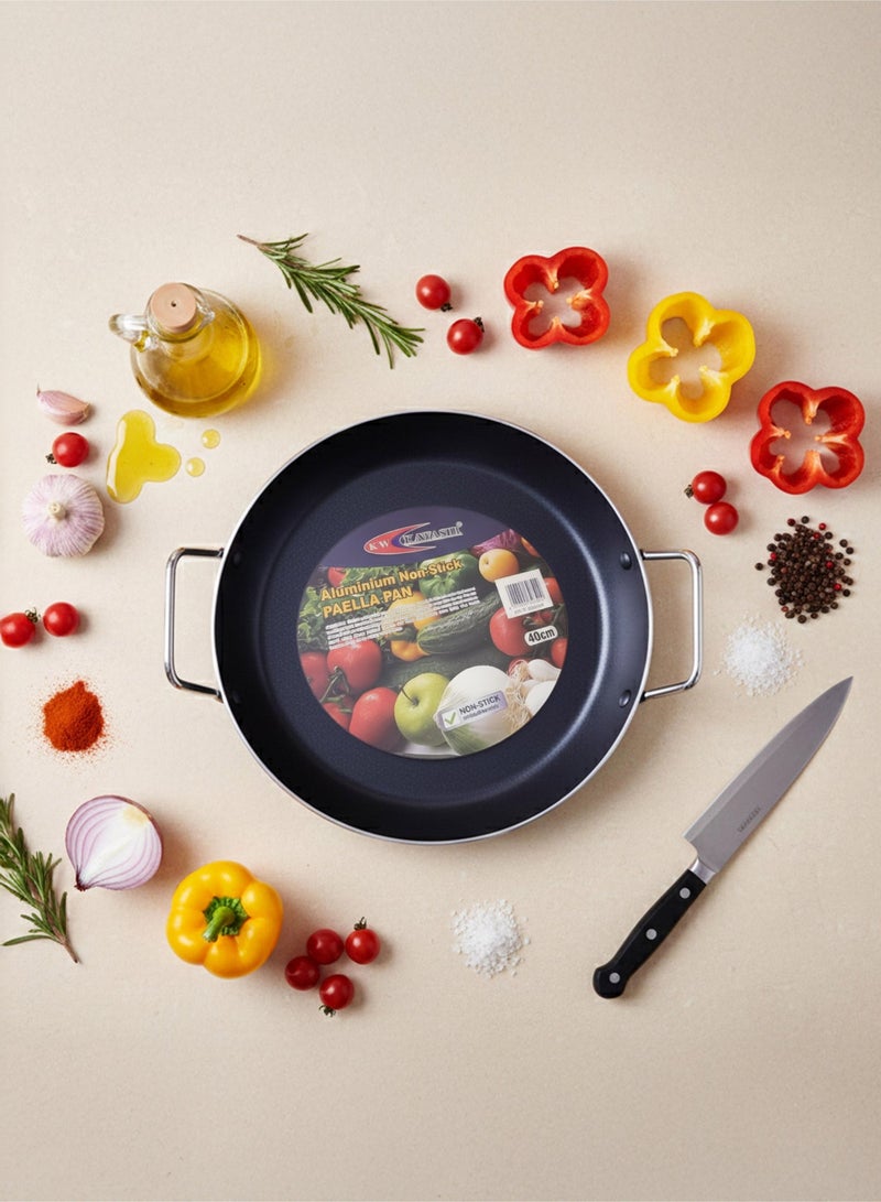 KAWASHI مقلاة كاواشي بايلا 40 سم KR-PP40 – مقلاة غير لاصقة كبيرة جدًا، توزيع حرارة متساوي، بناء متين، سهل التنظيف، مثالية لطهي البايلا، القلي والوجبات اليومية - Image 4