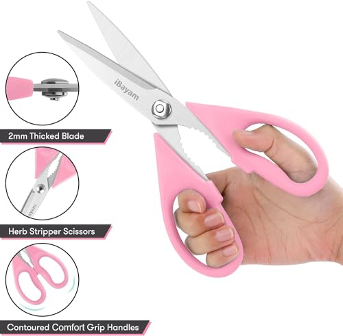 iBayam Gifts for Women, Mom, Wife, Her - Couple, Happy Birthday, Wedding Gifts, Christmas Day, Housewarming Gifts, iBayam Kitchen Scissors Heavy Duty Meat Poultry Shears Dishwasher Safe, Pink Stuff - Image 4