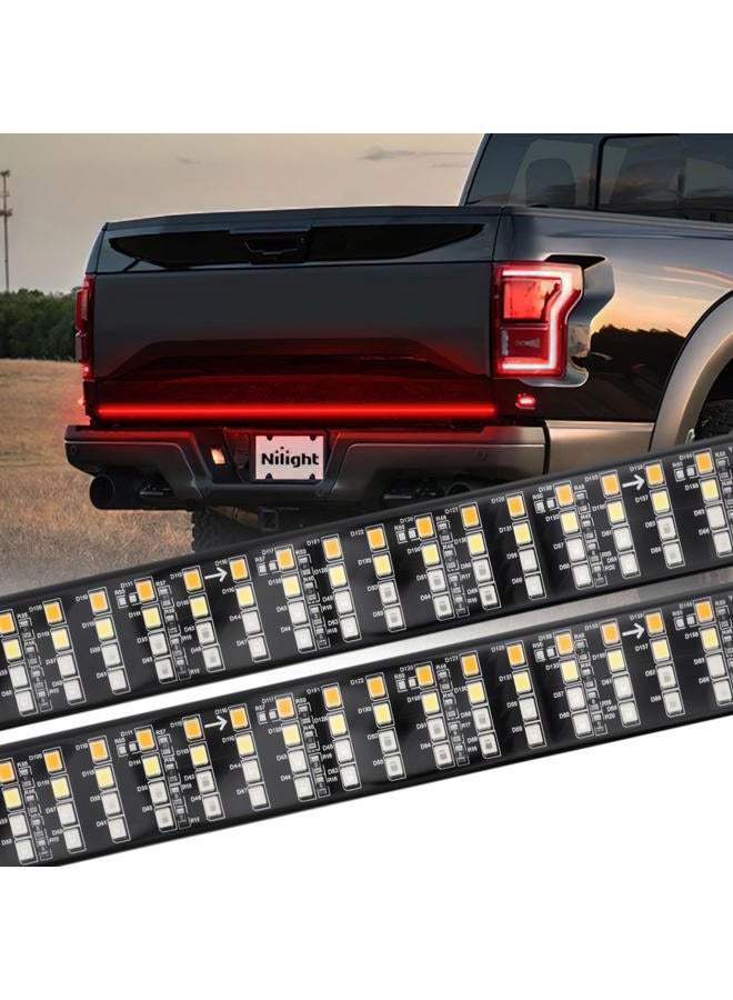 Nilight Truck Tailgate Light Strip 60" Quad Row 648 LED Strip with Red Running Brake Lights White Reverse Lamp Amber Turn Signals - Image 1