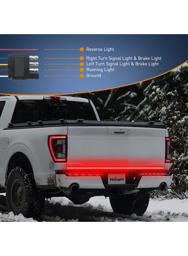 Nilight Truck Tailgate Light Strip 60" Quad Row 648 LED Strip with Red Running Brake Lights White Reverse Lamp Amber Turn Signals - Image 5