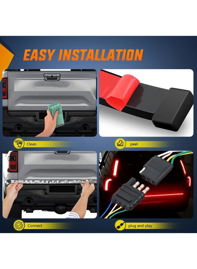 Nilight Truck Tailgate Light Strip 60" Quad Row 648 LED Strip with Red Running Brake Lights White Reverse Lamp Amber Turn Signals - Image 4