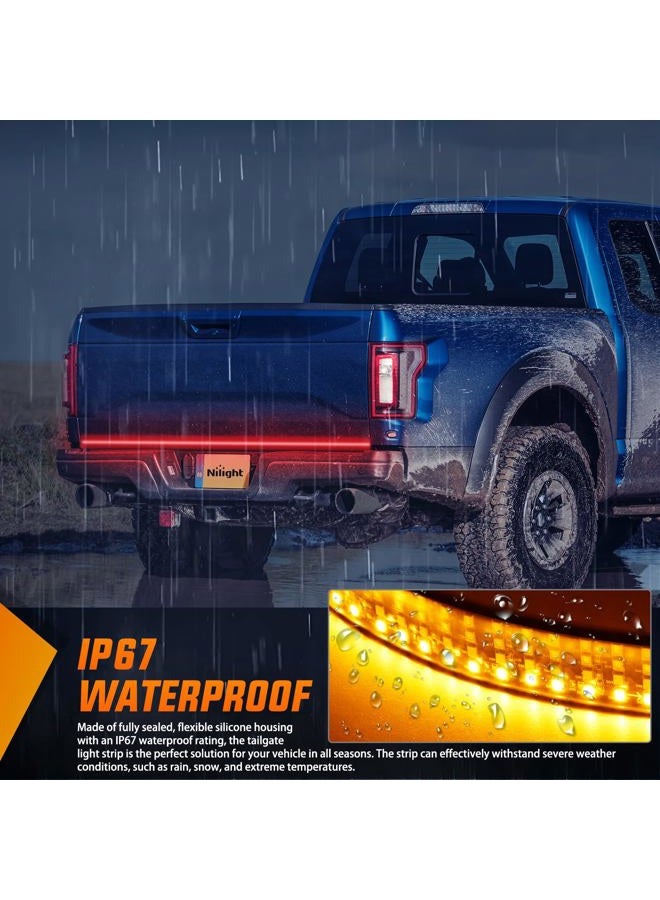 Nilight Truck Tailgate Light Strip 60" Quad Row 648 LED Strip with Red Running Brake Lights White Reverse Lamp Amber Turn Signals - Image 3