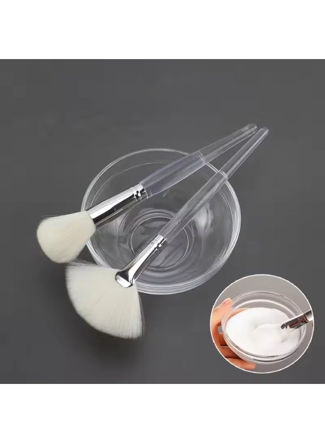 2pcs Facial Cleansing Foaming Brush Set Round and Fan Shape Makeup Brush Beauty Tool for Face Wash and Skincare - Image 2
