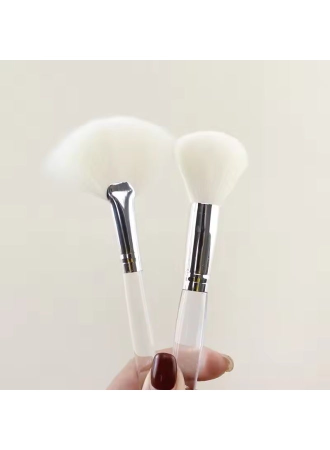 2pcs Facial Cleansing Foaming Brush Set Round and Fan Shape Makeup Brush Beauty Tool for Face Wash and Skincare - Image 1