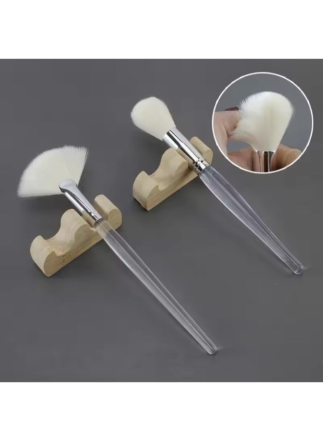 2pcs Facial Cleansing Foaming Brush Set Round and Fan Shape Makeup Brush Beauty Tool for Face Wash and Skincare - Image 4