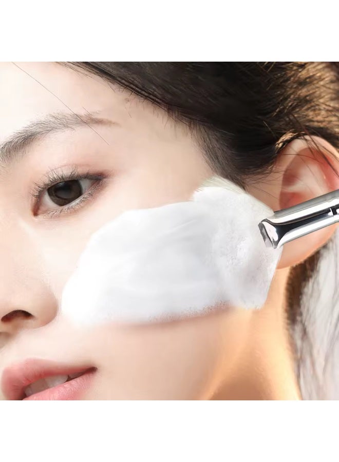 2pcs Facial Cleansing Foaming Brush Set Round and Fan Shape Makeup Brush Beauty Tool for Face Wash and Skincare - Image 3