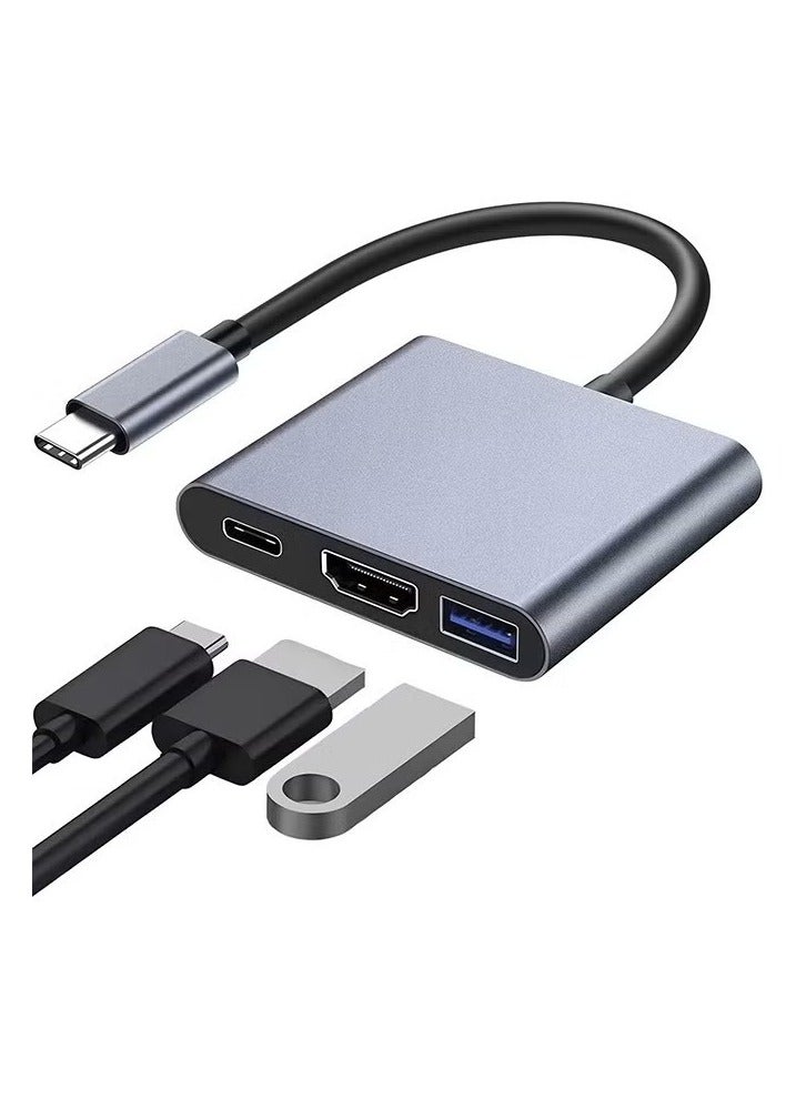 [3 in 1] USB C Hub,Type C to HDMI Adapter 4K@30Hz, Hub with 100W USB C PD Charging, 4K HDMI & USB 3.0 Port Type C HDMI Hub for iPad 2024,MacBook iPhone 16 Pro/Pro Max,Surface,S24,Pixel 9 - Image 1
