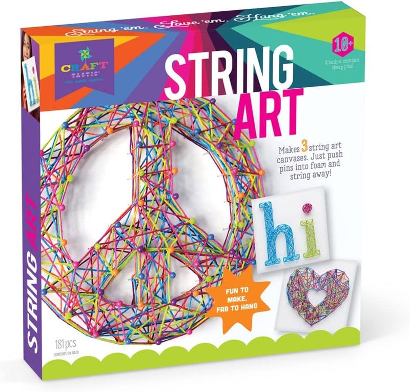 Craft Tastic فن الخيوط - مجموعة الحرف اليدوية تصنع 3 لوحات كبيرة - إصدار علامة السلام، رقم الموديل: CTE40 - Image 1