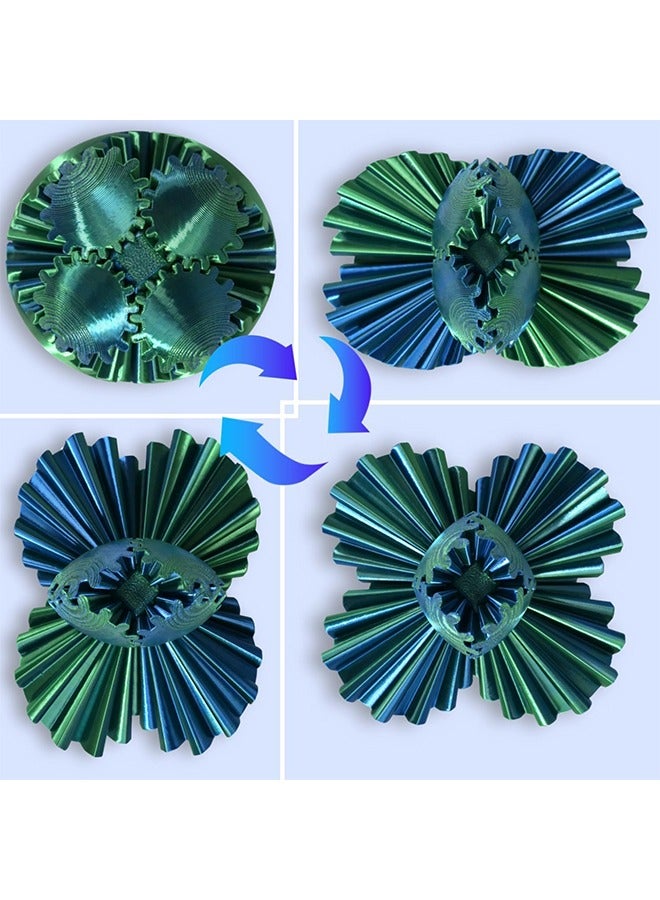 2Pcs Gear Ball, 3D Printed Gear Ball Spin Ball, Cube & Spherical Fidget Toys, Gear Sphere Desk Toy, Gear Toy for Stress and Anxiety Relaxing for Kids Adults - Image 2