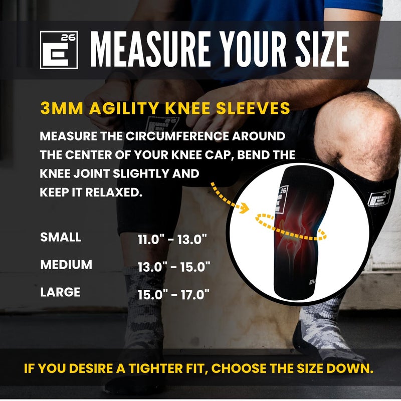 Element 26 Agility Knee Compression Sleeve - 1 Pair (3mm) Compression Knee Sleeve - Knee Support for Working Out - Running & Weight Lifting Knee Sleeves | For Men & Women (Medium, Black) - Image 2