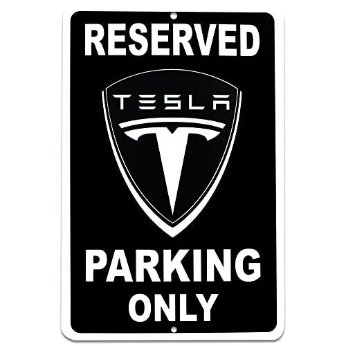 DIMARONGTON Tesla Parking Only Sign, 8x12 Aluminum Reserved Parking Garage Decor, Gift for Men, Women - Image 1