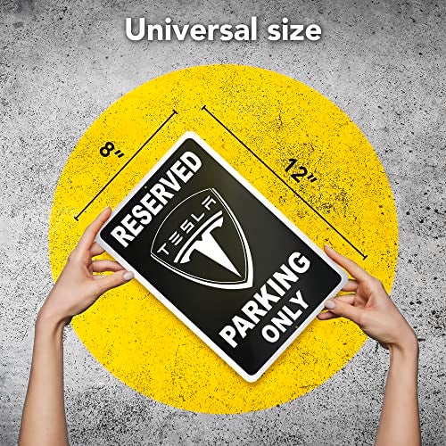 DIMARONGTON Tesla Parking Only Sign, 8x12 Aluminum Reserved Parking Garage Decor, Gift for Men, Women - Image 2