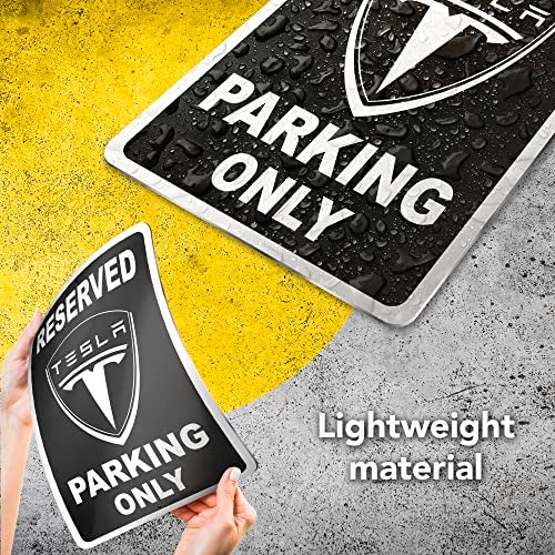 DIMARONGTON Tesla Parking Only Sign, 8x12 Aluminum Reserved Parking Garage Decor, Gift for Men, Women - Image 3