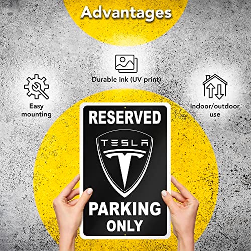 DIMARONGTON Tesla Parking Only Sign, 8x12 Aluminum Reserved Parking Garage Decor, Gift for Men, Women - Image 4