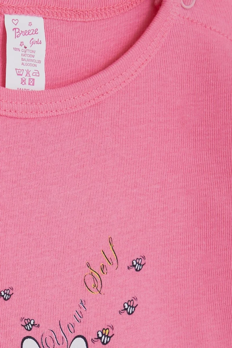 بريز Baby Girl Snap-On Bodysuit Sleeping Bunny Printed 9 Months-3 Years, Pink