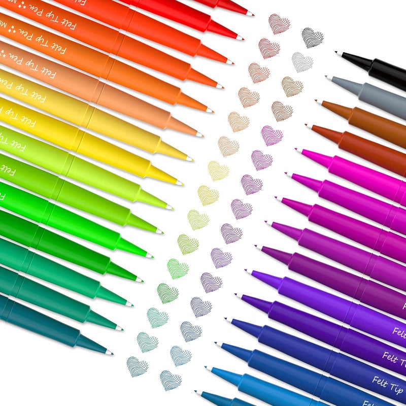 Lelix 30 Colors Felt Tip Pens, Medium Point Assorted Markers Pens For Journaling, Writing, Note Taking, Planner Coloring, Perfect for Art Office and School Supplies - Image 2