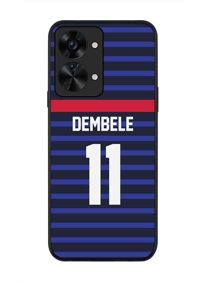 Stylizedd Rugged Black edge case for OnePlus Nord 2T Slim fit Soft Case Flexible Rubber Edges Anti Drop TPU Gel Thin Cover - Football Team - France Player Name - Dembele - Image 1