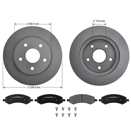 Goodyear Anti Ox Polished Front Brake Kits Rotors & Ceramic Pads For Chrysler,Dodge & More PRK40656F - Image 2