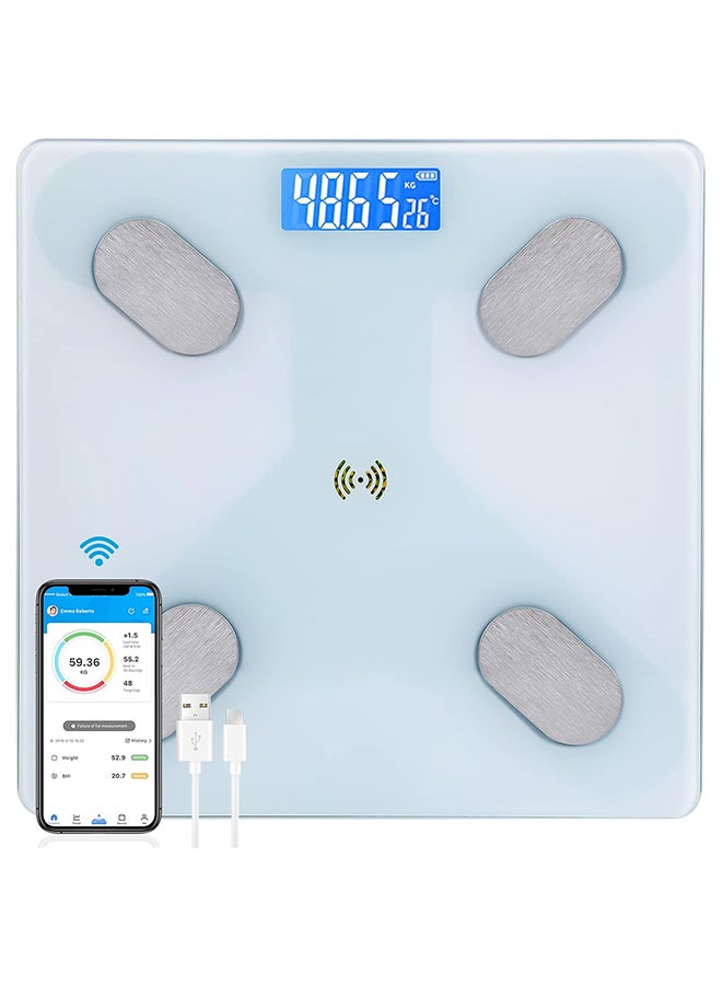 SKY TOUCH Sky-Touch Multifunctional Smart Body Fat Scale, Electronic Led Digital Weight Bathroom Scale With Smartphone App, Support 17 Languages And Indoor Temperature Measurement