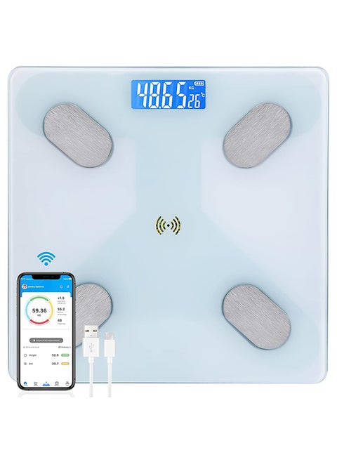 SKY TOUCH Sky-Touch Multifunctional Smart Body Fat Scale, Electronic Led Digital Weight Bathroom Scale With Smartphone App, Support 17 Languages And Indoor Temperature Measurement