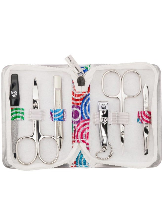 3 Swords Germany brand quality 6 piece manicure pedicure kit set for professional finger & toe nail care with synthetic leather case - Made in Germany - colored - Image 1