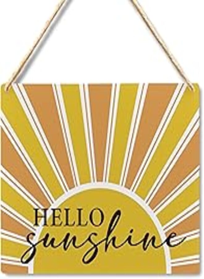 Wall Pediments Hello Sunshine Sign for Wall Front Door,Hello Sunshine Door Sign,Sunshine Signs Wall Decor,Sun Wall Decor,10x8 Inches