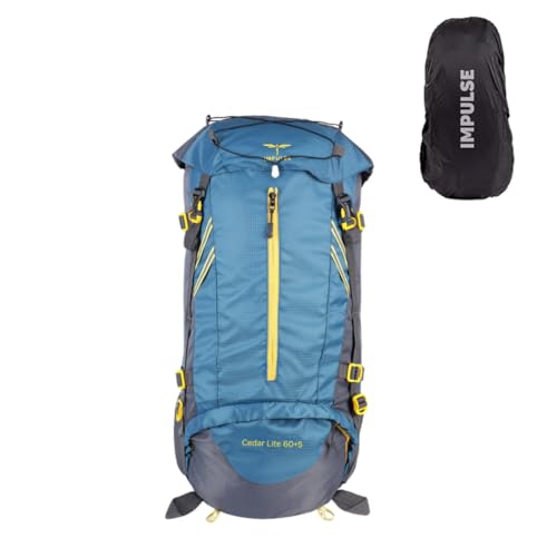 Impulse 65L Travel bag with Rain Cover | Water Resistant | Shoe Compartment | Padded Adjustable Shoulder Straps & Waist Belt | Ideal for Hiking, Camping & Travel Rucksack Backpack- Teal |1 Year Warranty - Image 1