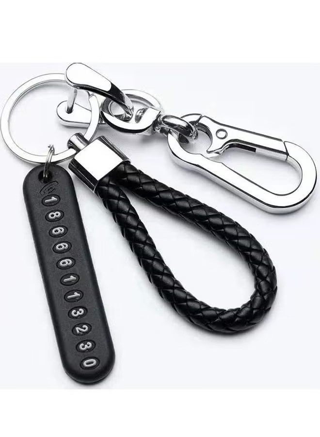 واي جيه سلسلة مفاتيح السيارة المضادة للفقد مع بطاقة رقم الهاتف حلقة المفاتيح لوحة المفاتيح رقم الهاتف ملحقات سلسلة مفاتيح السيارة الآلية - Image 1