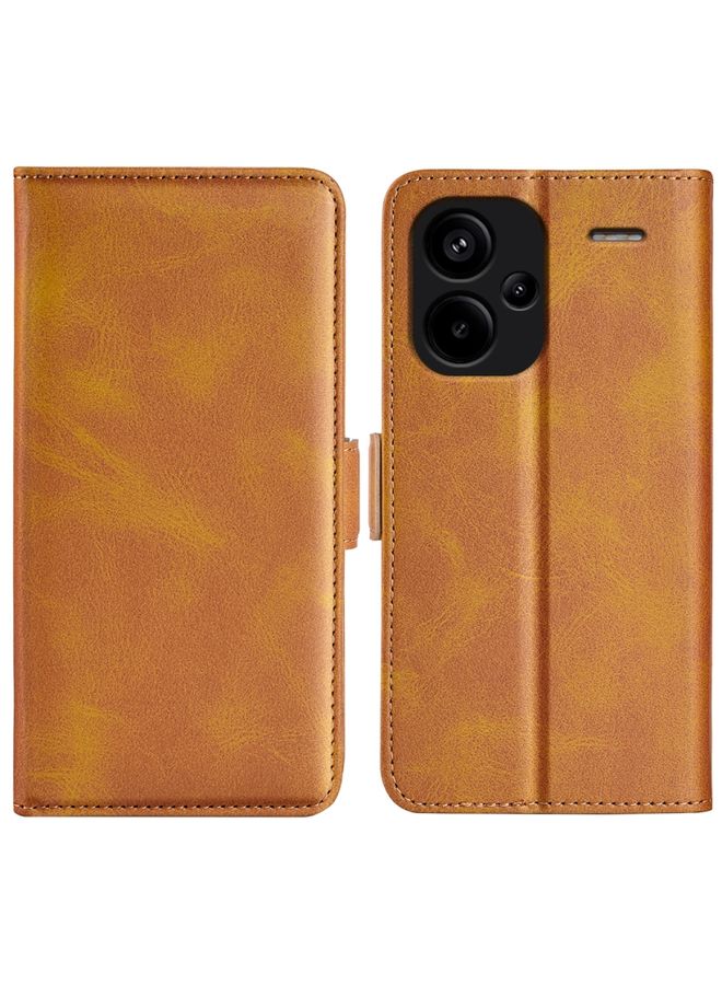 Case Cover For Xiaomi Redmi Note 13 Pro+ Dual-side Magnetic Buckle Horizontal Flip Leather Phone Case Yellow