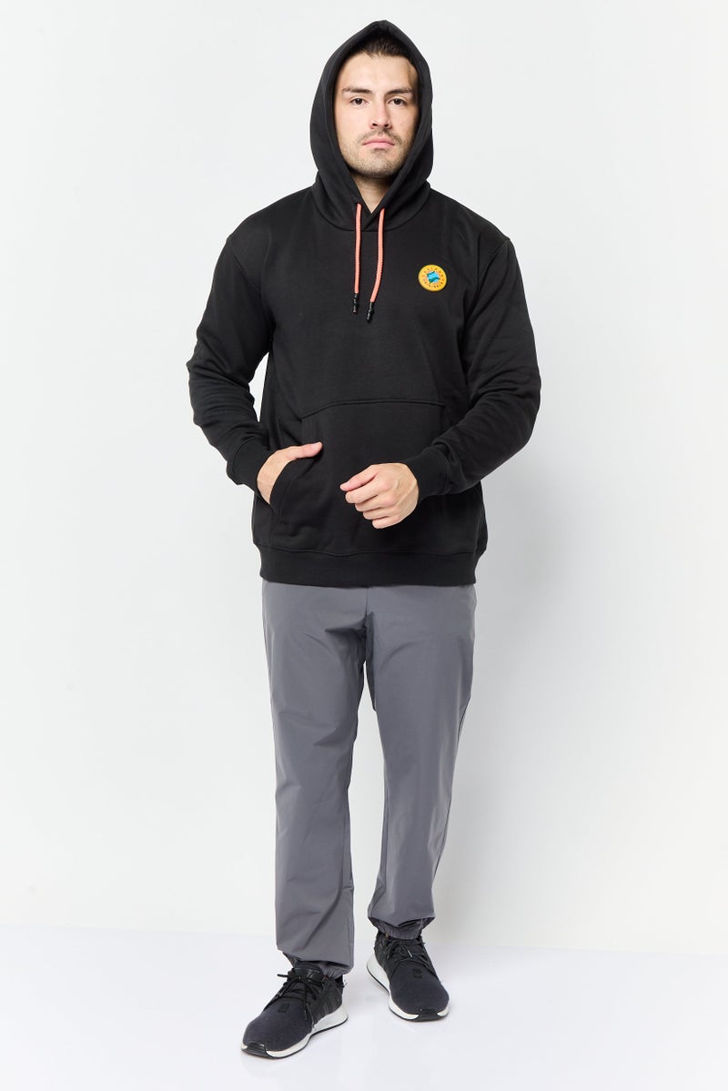adidas Originals Men Sportswear Fit Long Sleeve Outdoor Hooded Sweatshirt, Black  - Image 2