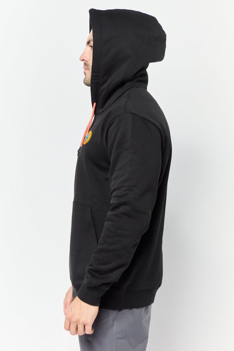 adidas Originals Men Sportswear Fit Long Sleeve Outdoor Hooded Sweatshirt, Black  - Image 3