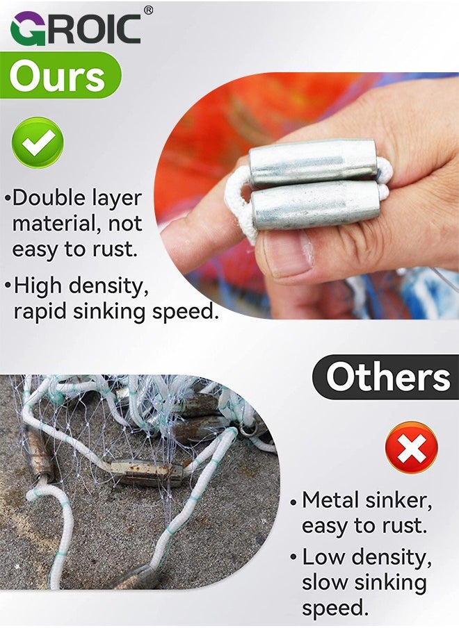 GROIC Casting Net with Fish Cage, Fishing Cast net with Ring, 5.9 ft Radius Tools Cast Nets for Fishing, High Strength Nylon Mesh Casting Throw Nets with Steel Sinker and Synthetic Resin Frisbee  - Image 2