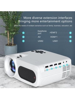 Mi VAZA Portable Projector, 8k Video HD Resolution Smart Projector With With 1400 Lumens, USB Mini Outdoor Movie Projector, Led Video Smart Home Theater Projectors For Home Office, (1pc, White 5)  - Image 3