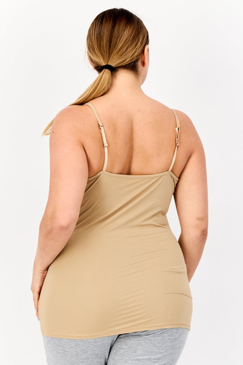 bebe بلوزات نسائية بدون أكمام من قطعتين، بيضاء/تان - Image 3