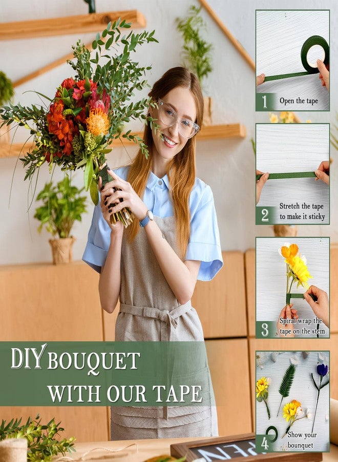 COIDEA 8 Rolls Floral Tape, 1/2" Wide Flower Tape, Dark Green Floral Tape for Fresh Flowers, Adhesive Florist Tape for Floral Crafts, Bouquet Floral Arranging Stem Wrapping, Wedding Bouquet, 30Yard - Image 4