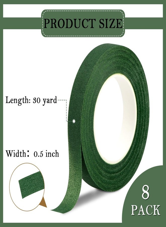 COIDEA 8 Rolls Floral Tape, 1/2" Wide Flower Tape, Dark Green Floral Tape for Fresh Flowers, Adhesive Florist Tape for Floral Crafts, Bouquet Floral Arranging Stem Wrapping, Wedding Bouquet, 30Yard - Image 2