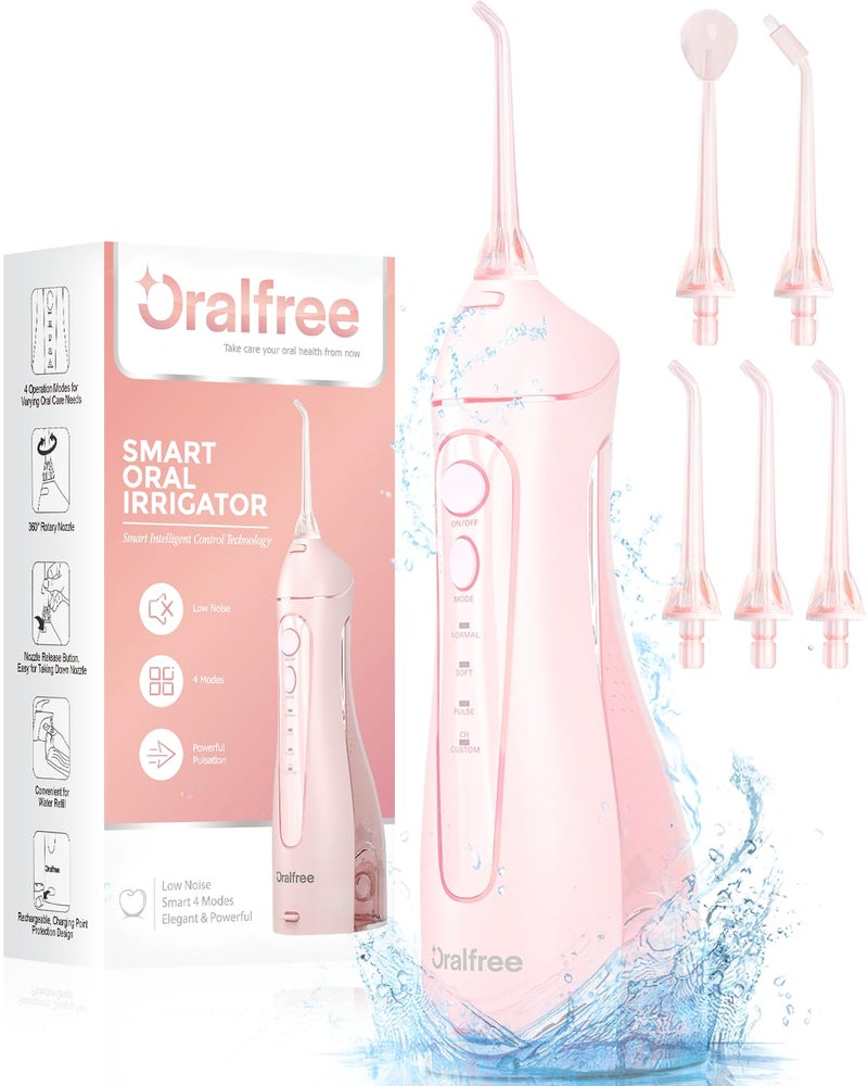 Oralfree Water flosser Teeth Picks Dental Braces Cordless Oral Irrigator Portable Rechargeable Travel Irrigation Cleaner IPX7 Waterproof Electric Professional Flossing Teeth Cleaning for Home