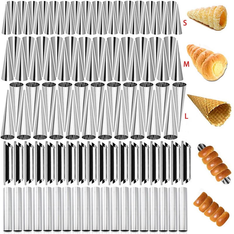 Stainless steel tapered Danish tube horn bag mold cylindrical horn crisp large spiral tube horn crisp mold baking tools - Image 2