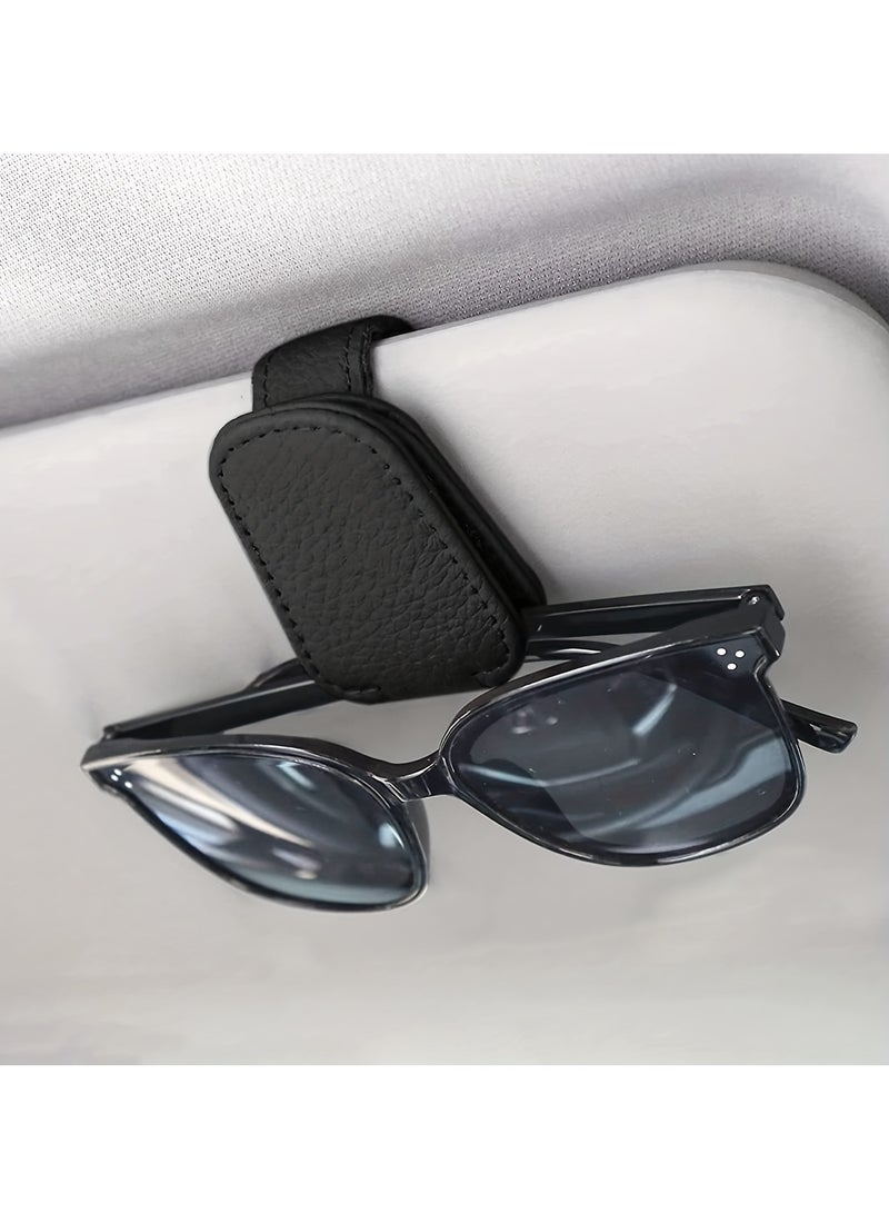 Generic Sunglasses Holders For Car, Magnetic Genuine Leather Sunglasses Clip For Car Visor, Glasses Hanger Clip, Car Interior Visor Accessories  - Image 1