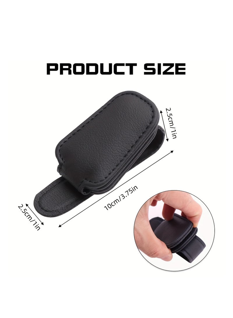 Generic Sunglasses Holders For Car, Magnetic Genuine Leather Sunglasses Clip For Car Visor, Glasses Hanger Clip, Car Interior Visor Accessories  - Image 2