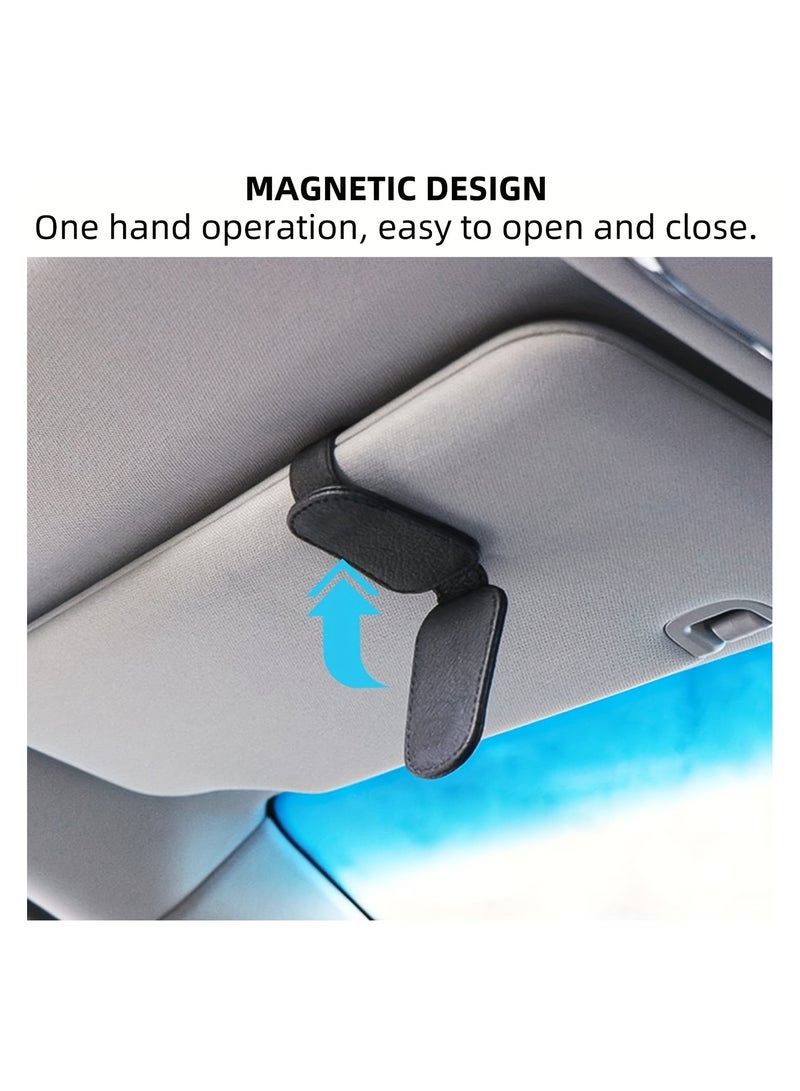 Generic Sunglasses Holders For Car, Magnetic Genuine Leather Sunglasses Clip For Car Visor, Glasses Hanger Clip, Car Interior Visor Accessories  - Image 4