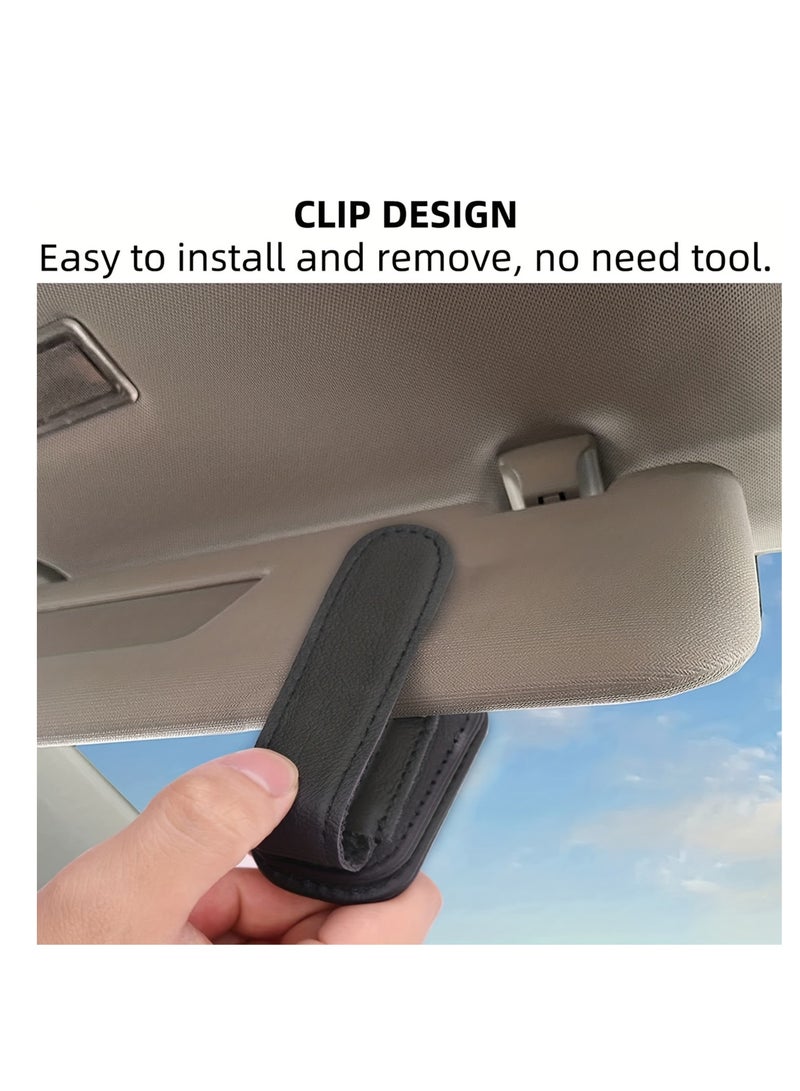 Generic Sunglasses Holders For Car, Magnetic Genuine Leather Sunglasses Clip For Car Visor, Glasses Hanger Clip, Car Interior Visor Accessories  - Image 3
