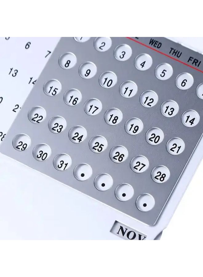 Silvery Iron Monthly View Desktop Calendar Planner With Red Labels - Image 1