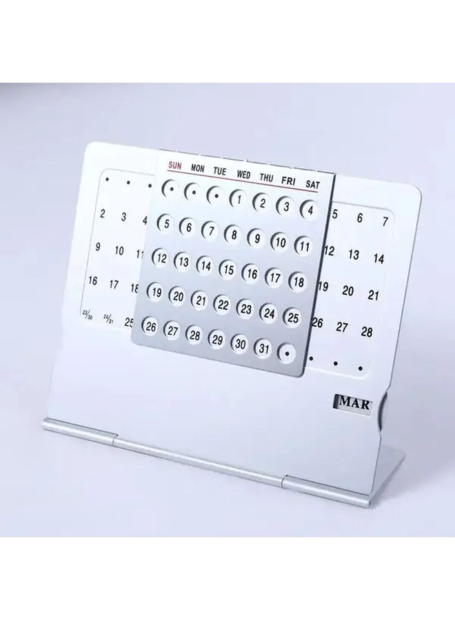 Silvery Iron Monthly View Desktop Calendar Planner With Red Labels - Image 4