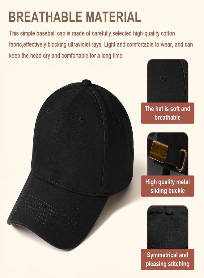 Doitory Baseball Cap Women Baseball Hat for Men,Vintage Adjustable Low Profile Ball Cap,Unisex Cotton Dad Hat for Daily Use Running Workouts（Black） - Image 4